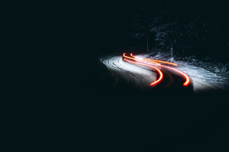 dark, night, road, long exposure