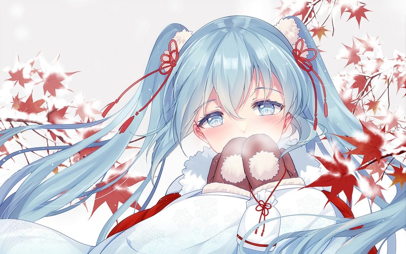 anime, anime girls, Hatsune Miku, Vocaloid, blue hair, long hair, hair ornament, blue eyes, blushing