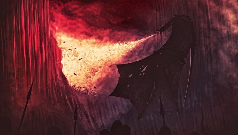 fantasy art, artwork, dragon, night, fire, fan art, A Song of Ice and Fire, Game of Thrones, TV, tv series