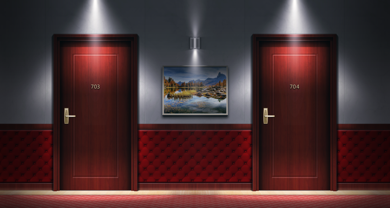 digital art, render, numbers, door