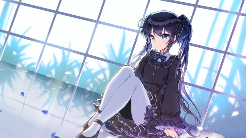 anime girls, dress, window