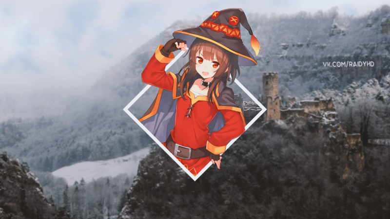 anime, anime girls, picture-in-picture, Megumin, Kono Subarashii Sekai ni Shukufuku wo!