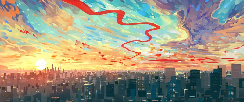 cityscape, Sun, skyscraper, clouds, Hangmoon