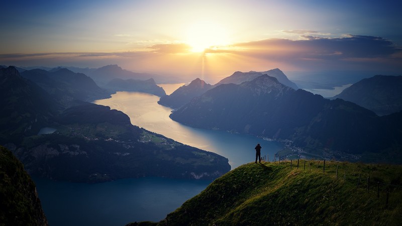 lake, landscape, mountains