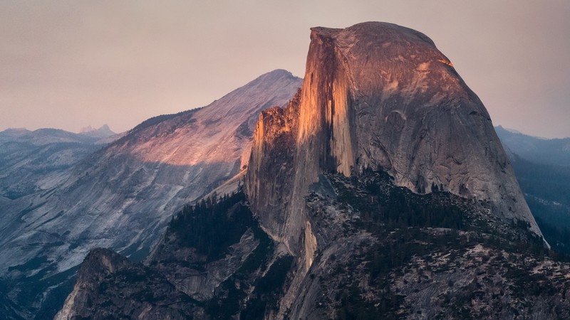 sunset, mountains, landscape, Half Dome