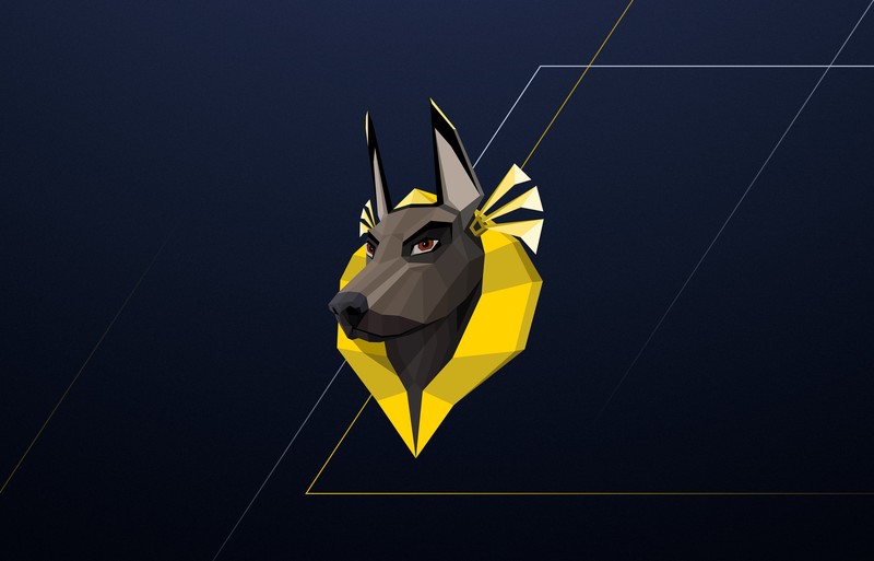 4K, abstract, ancient, animals, digital art, Egyptian, God, minimalism, Anubis, dark, blue, Doberman Pinscher, byrotek