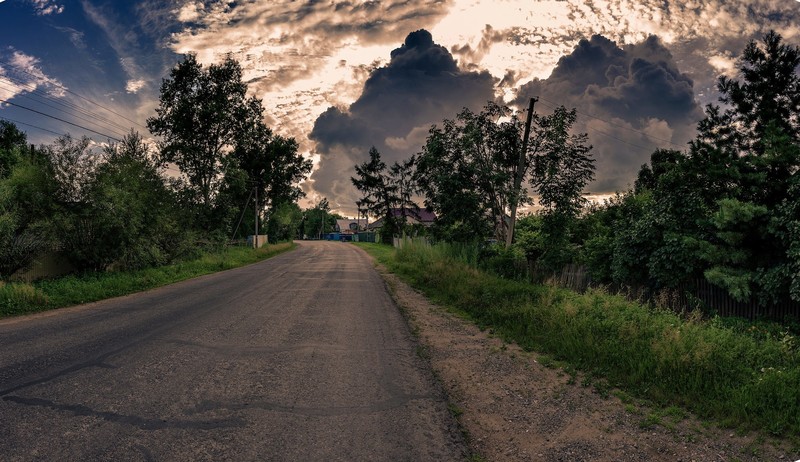 road, sky, clouds