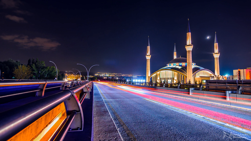 Ankara, mosque, city, lights, long exposure