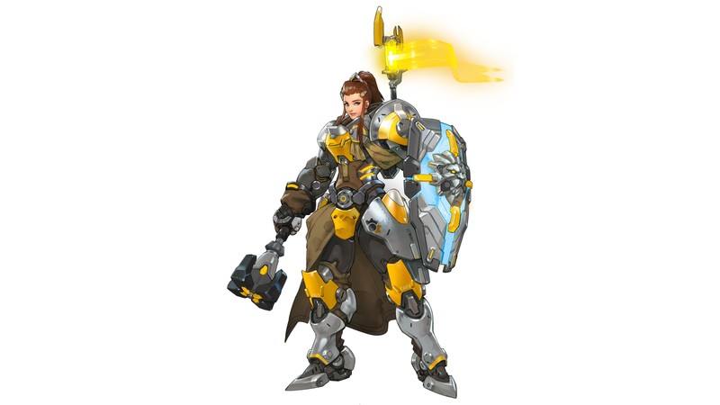 Blizzard Entertainment, video games, Overwatch, Brigitte (Overwatch), simple background, armour, long hair