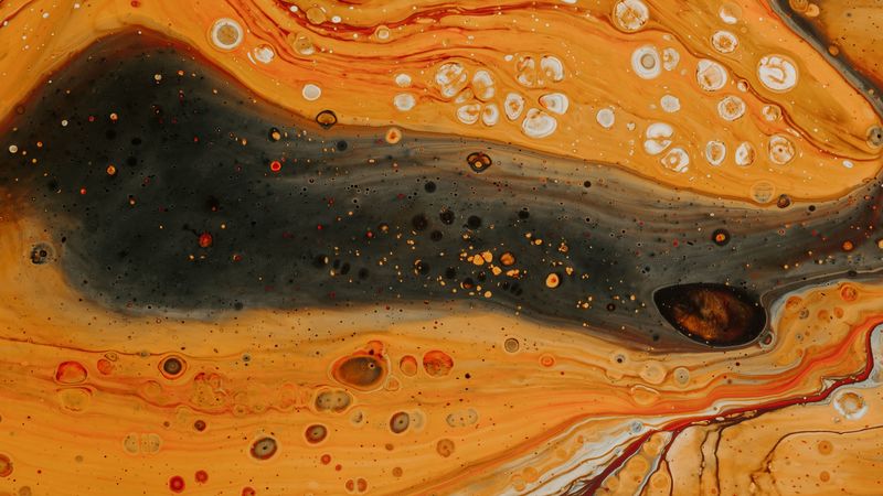 stains, bubbles, paint, liquid, mixing, 4k