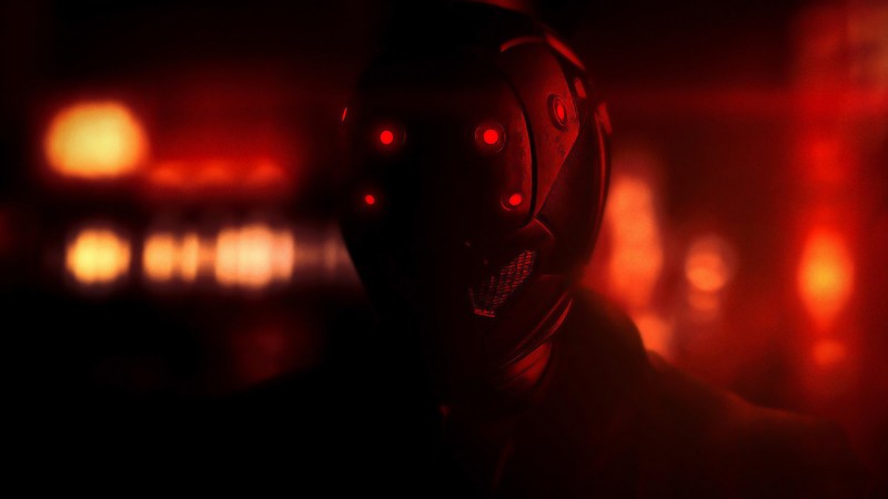 cyberpunk, futuristic, red, dark, science fiction