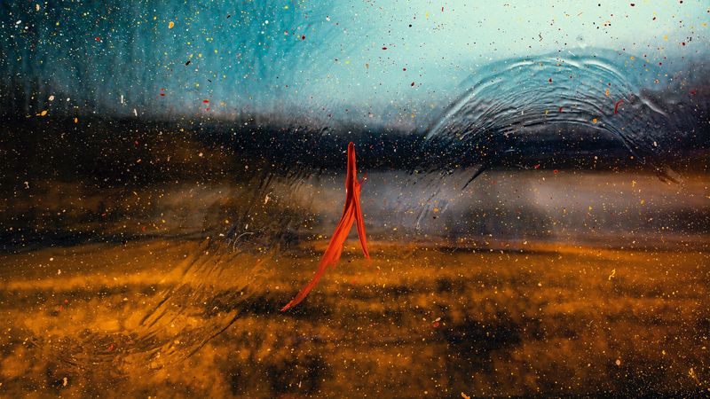 paint, stains, blur, glass, 4k
