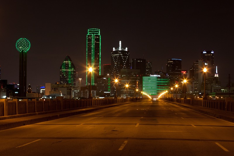 Dallas, Texas, lights, road, night