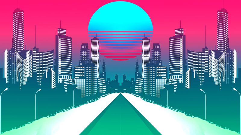 city, art, retrowave, synthwave, retro, 4k
