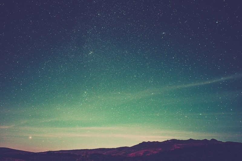 landscape, starry night, stars, mountains, nature