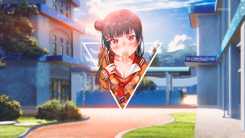 anime, anime girls, picture-in-picture, school, schoolgirl, blushing