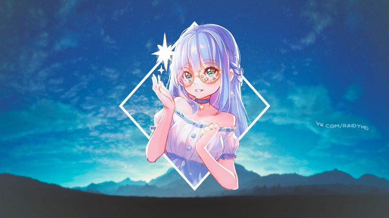 anime, anime girls, picture-in-picture, blue