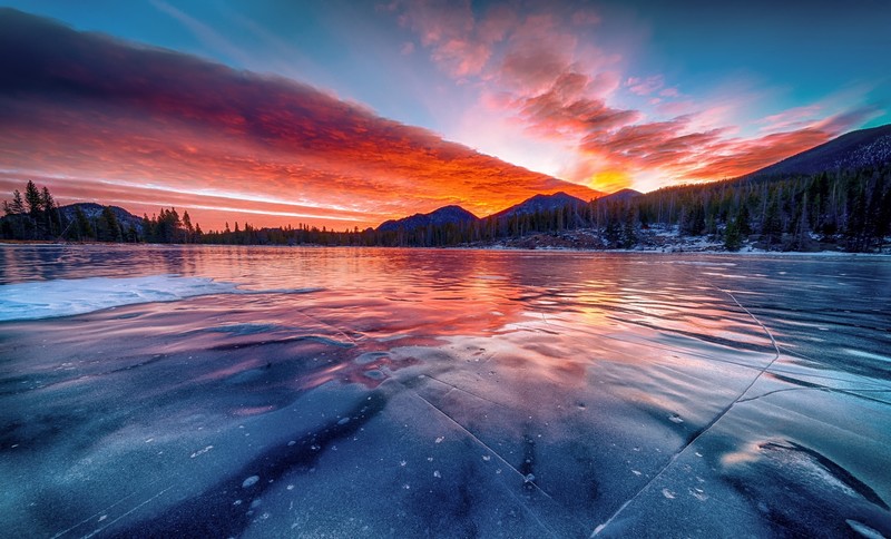 ice, water, nature, sky, sunlight, clouds, lake
