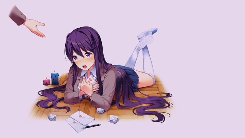Doki Doki Literature Club, anime girls, visual novel, Yuri (Doki Doki Literature Club), simple background