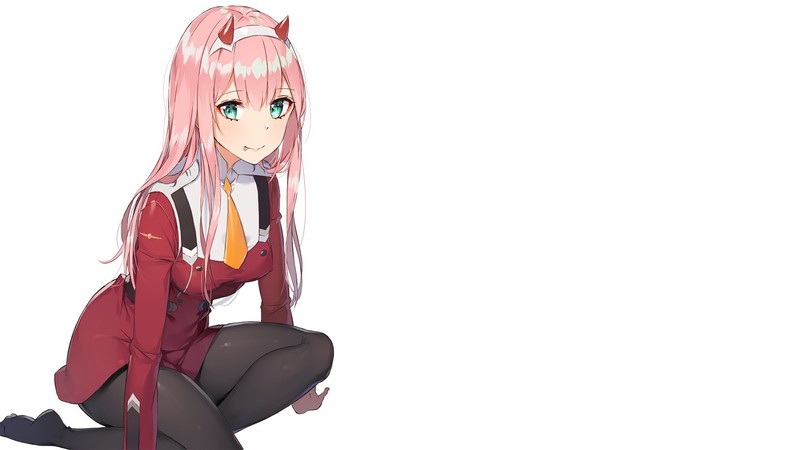 Darling in the FranXX, Zero Two (Darling in the FranXX), anime girls, pink hair, simple background