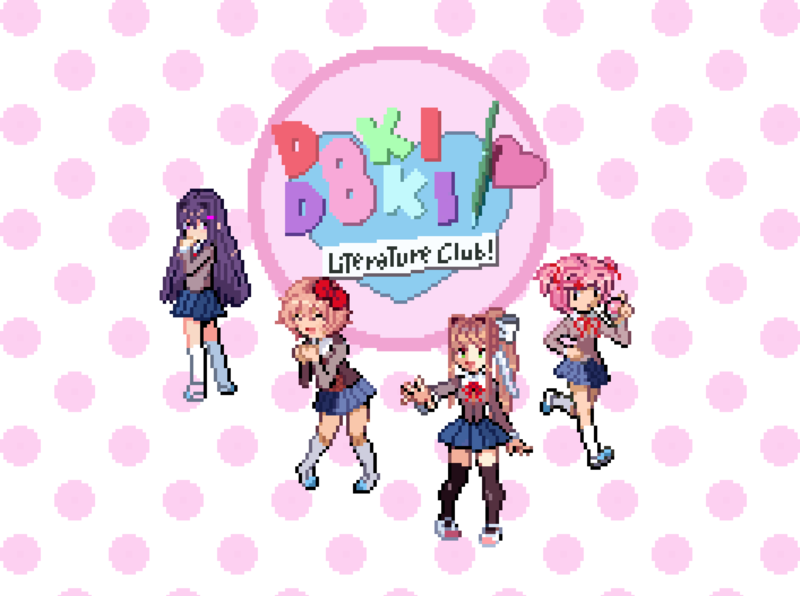 Doki Doki Literature Club, anime girls, visual novel, Monika (Doki Doki Literature Club), Yuri (Doki Doki Literature Club), Sayori (Doki Doki Literature Club), Natsuki (Doki Doki Literature Club)