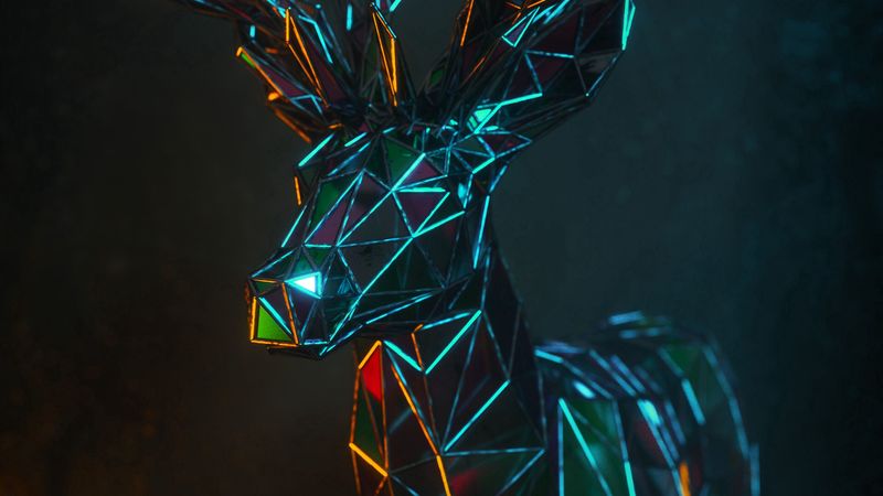 deer, 3d, polygon, figure, geometric, 4k