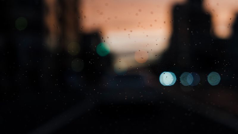 glass, wet, drops, bokeh, blur, 4k