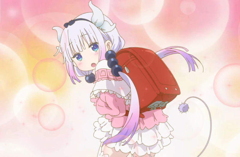 Kanna Kamui (Kobayashi-san Chi no Maid Dragon), Kobayashi-san Chi no Maid Dragon, anime, anime girls, film stills, blue eyes, white hair, pink, loli, white skin