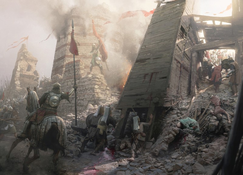 Janissaries, siege, Cavalry, fantasy art