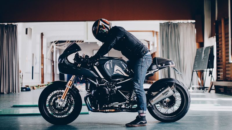 bmw, motorcycle, motorcyclist, bike, side view, 4k