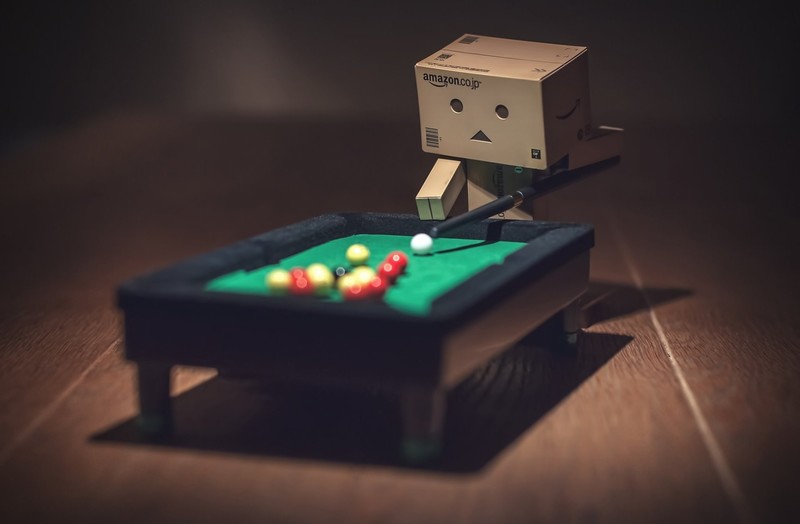 Danbo, billiards, closeup, blurred