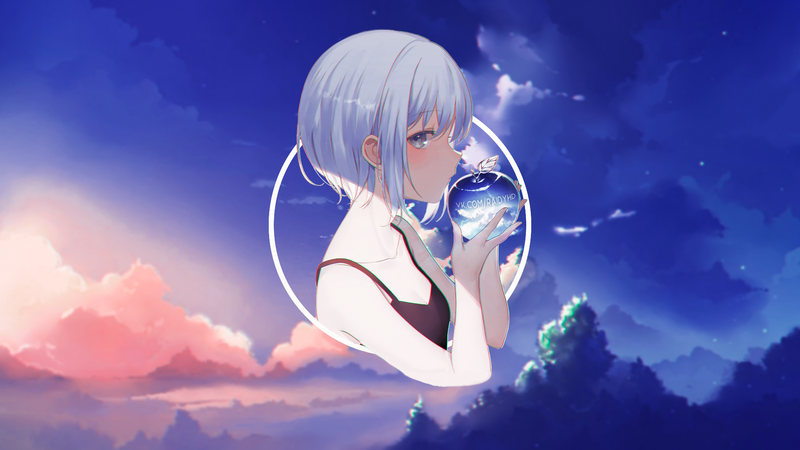 anime, anime girls, picture-in-picture, sky