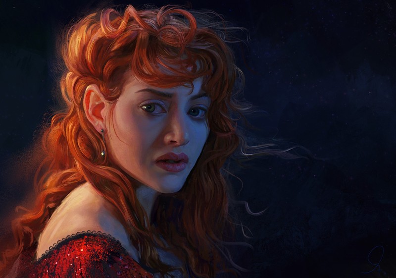Kate Winslet, women, redhead, digital art