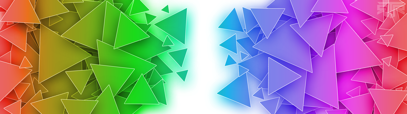 abstract, triangle, digital art, multiple display, dual monitors, colorful