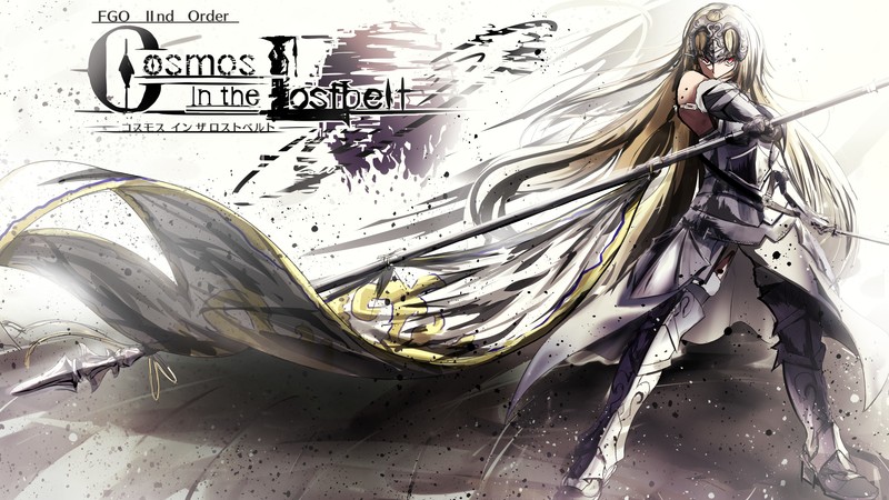Fate/Grand Order, Ruler (Fate/Apocrypha), Jeanne dArc, Fate Series, spear, armor, sword, blonde, long hair, red eyes, flag, FGO, anime girls, video games