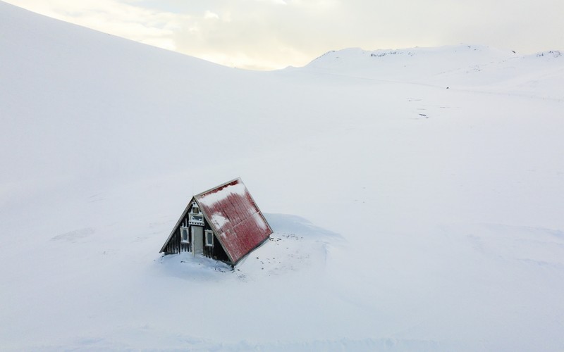 landscape, house, winter, snow