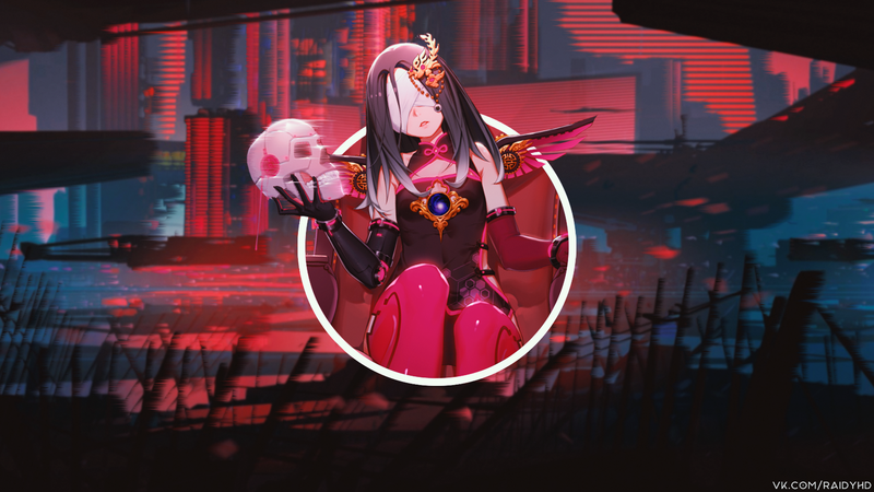 anime, anime girls, picture-in-picture, neon