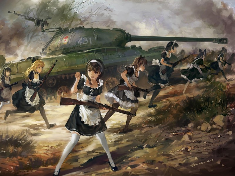 maid outfit, maid, tank