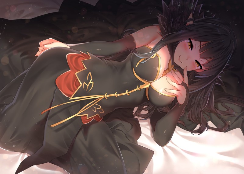 boobs, Assassin of Red (Semiramis) (Fate/Apocrypha), Fate/Grand Order, blushing, cleavage, black hair, white background, Fate/Apocrypha, anime girls, Fate Series, arm warmers, detached sleeves