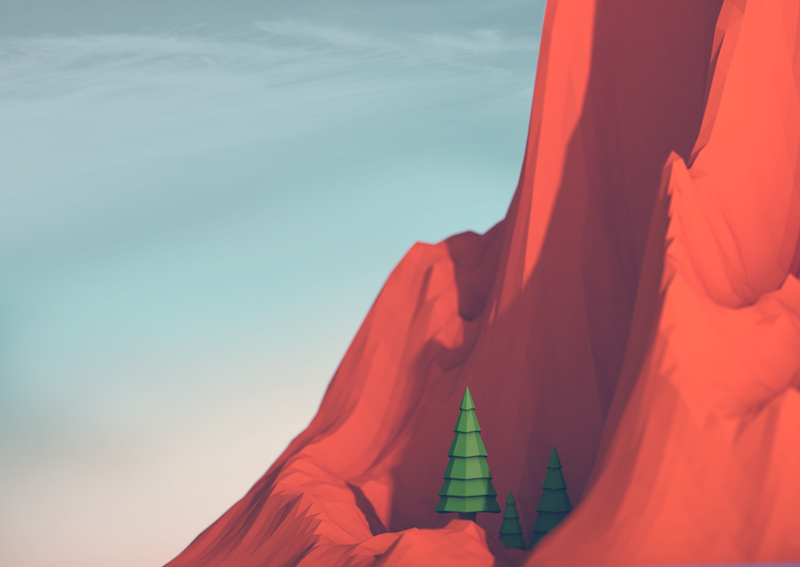 low poly, 3D, mountains, polygon art