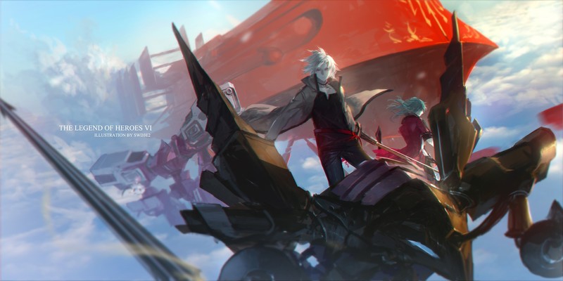 swd3e2, gray hair, anime, red eyes