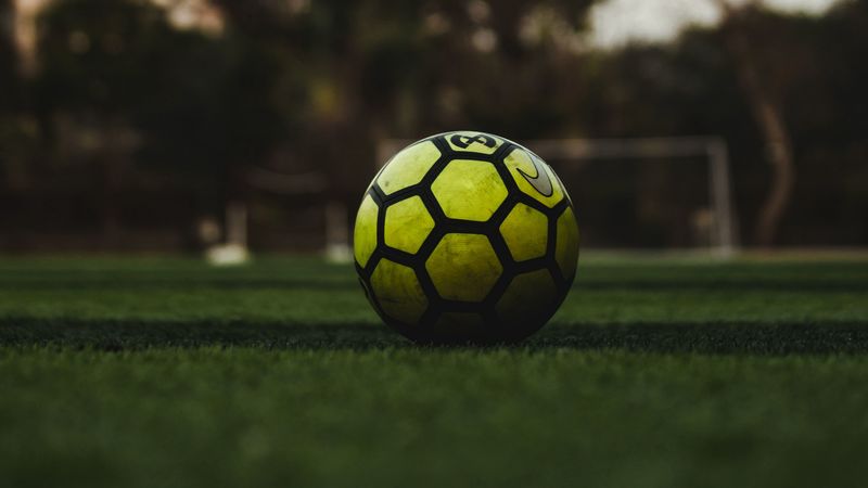 football ball, ball, football, lawn, grass, 4k