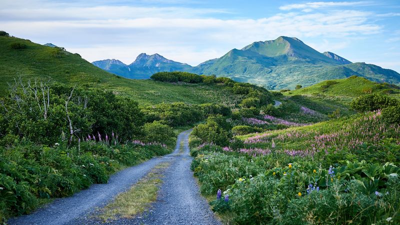 road, mountains, hills, greenery, landscape, 4k