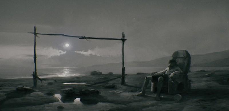 horror, Moon, alone, artwork