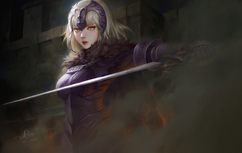 Fate/Grand Order, Avenger (Fate/Grand Order), Jeanne dArc alter, anime girls, sword, Fate Series, blonde, armor, video games
