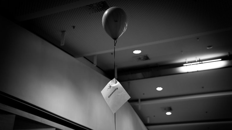 balloon, inscription, bw, 4k