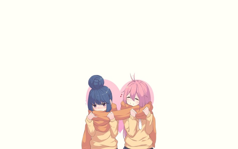 anime, Nadeshiko Kagamihara, Rin Shima, Yuru Camp, simple background
