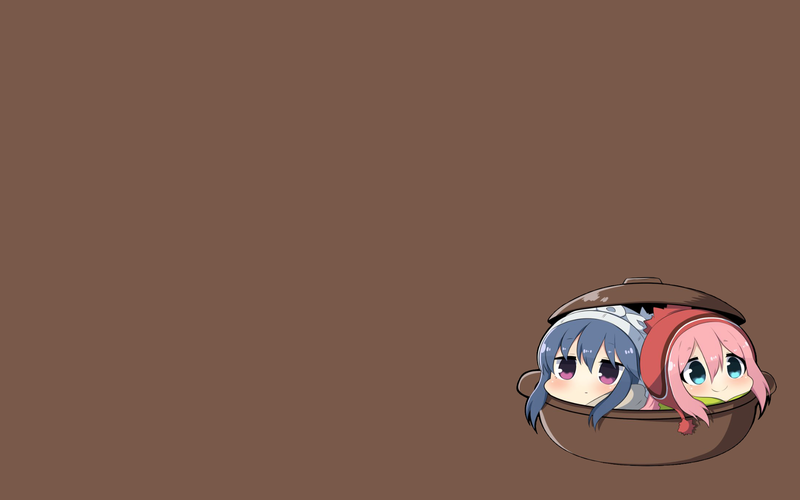 anime, simple background, Nadeshiko Kagamihara, Rin Shima, Yuru Camp, chibi