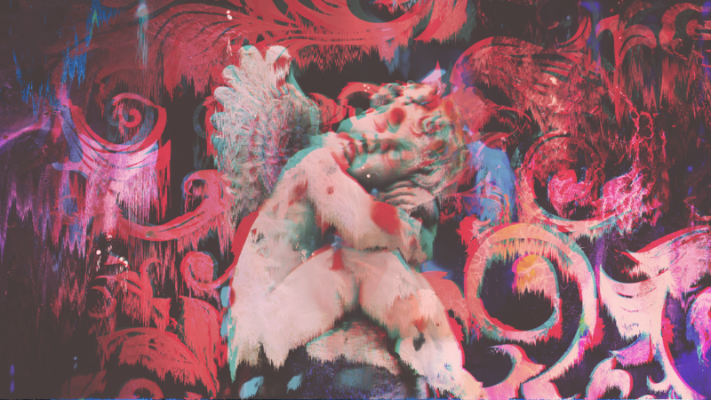 vaporwave, statue, glitch art
