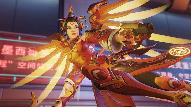 Mercy (Overwatch), Overwatch, red, angel